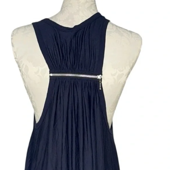 Navy Blue Empire Waist Tank sundress Dress With Embellished back Large - Picture 3 of 7